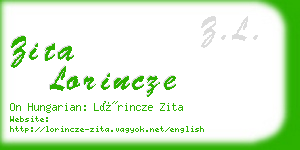 zita lorincze business card